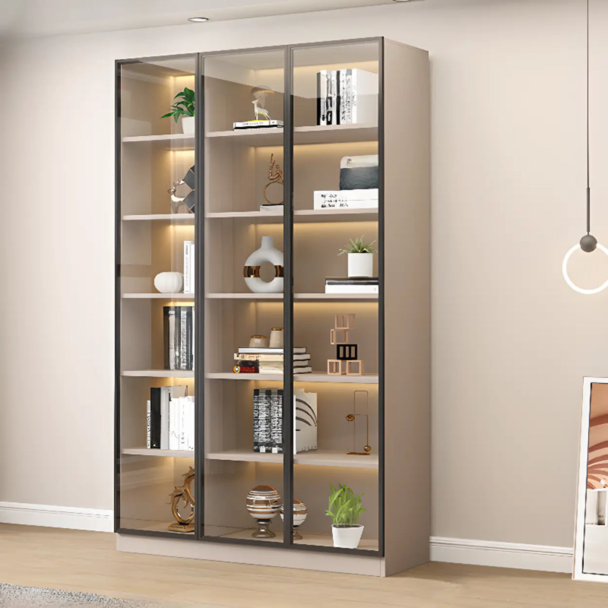 Trendy Rectangular White Large Glass Display Cabinet Image - 16