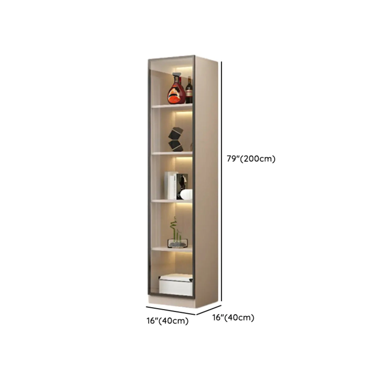 Trendy Rectangular White Large Glass Display Cabinet
