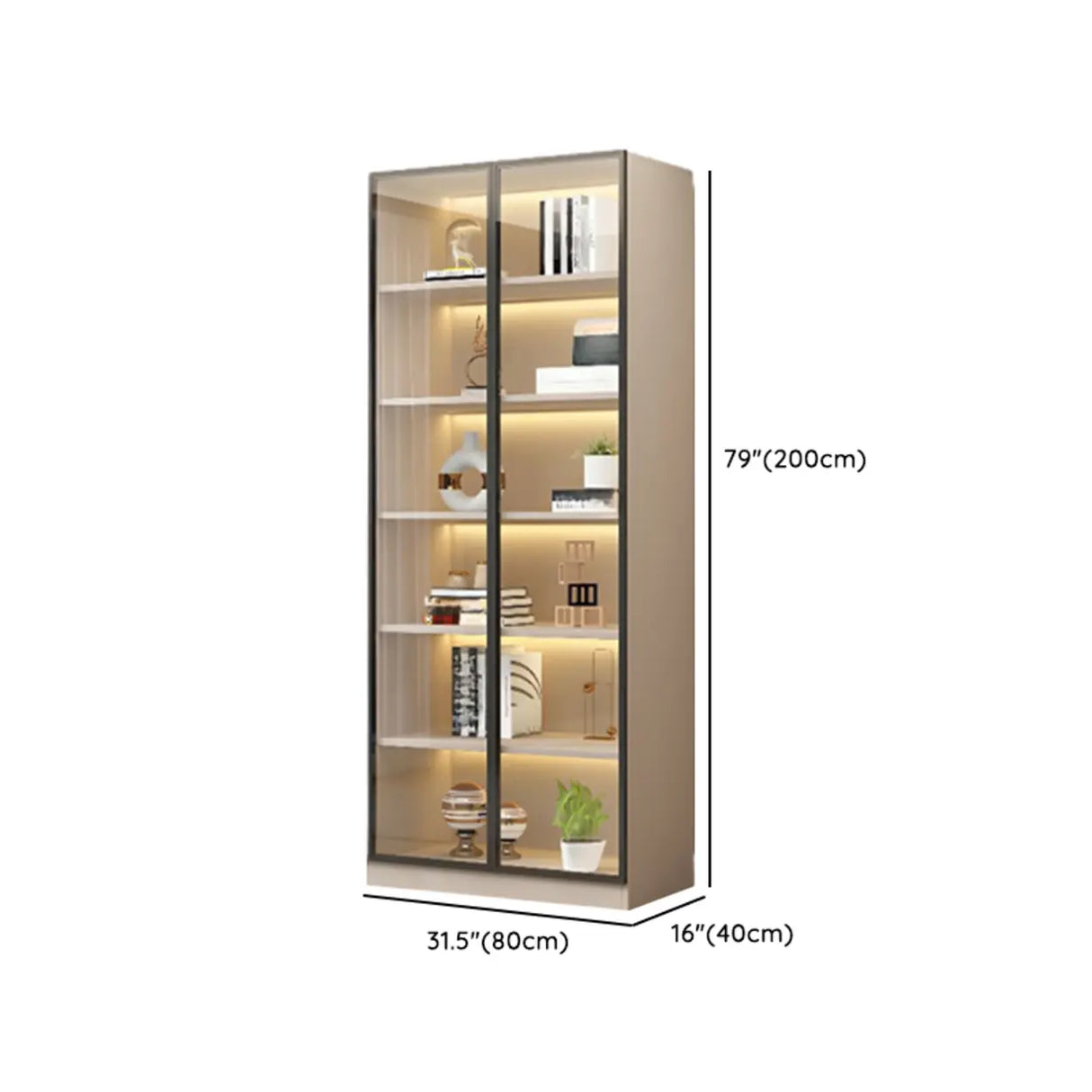 Trendy Rectangular White Large Glass Display Cabinet Image - 21