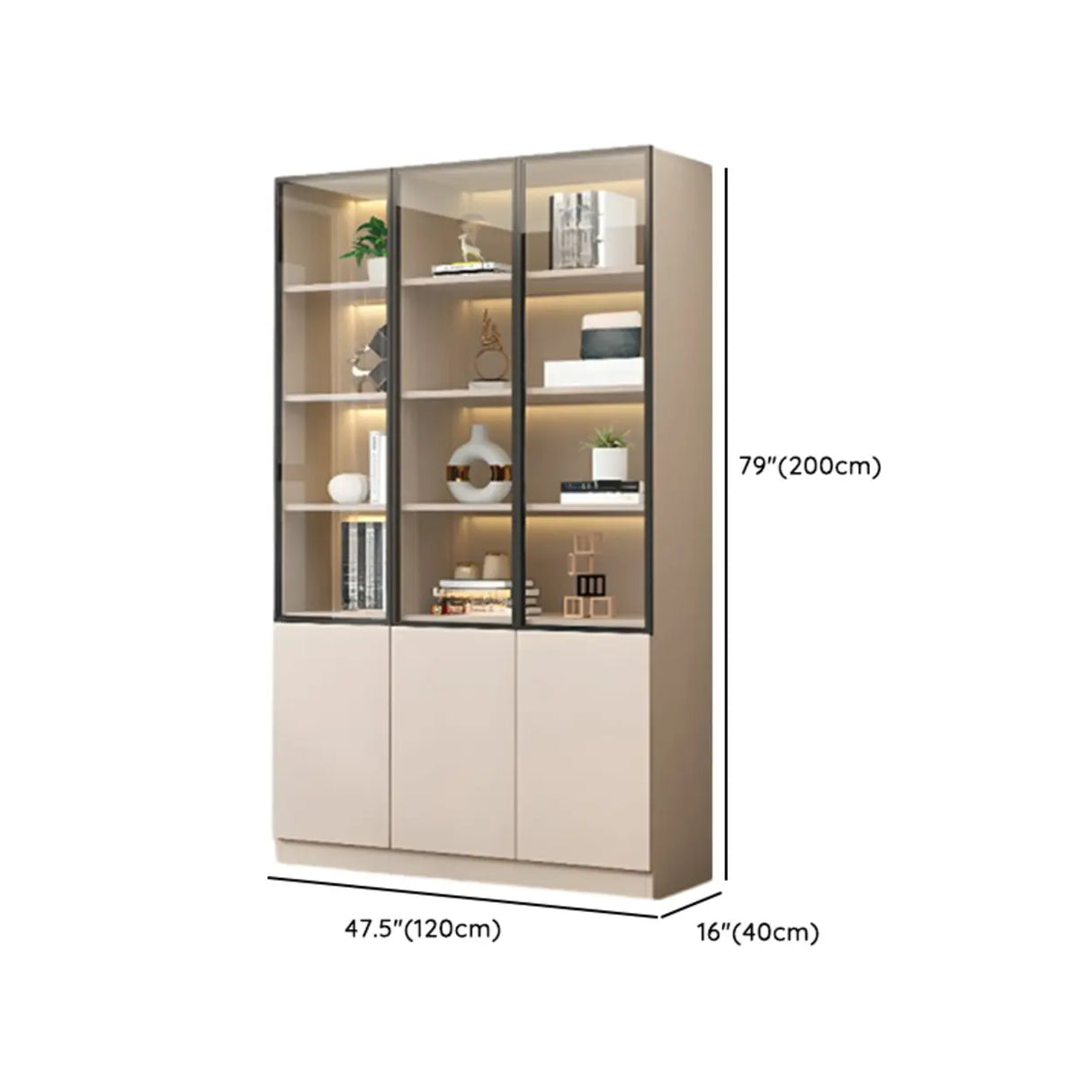 Trendy Rectangular White Large Glass Display Cabinet Image - 30