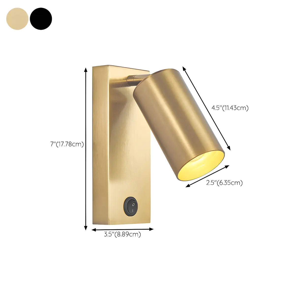Trendy Rotating Cylinder Brass Bedside Reading Wall Sconce