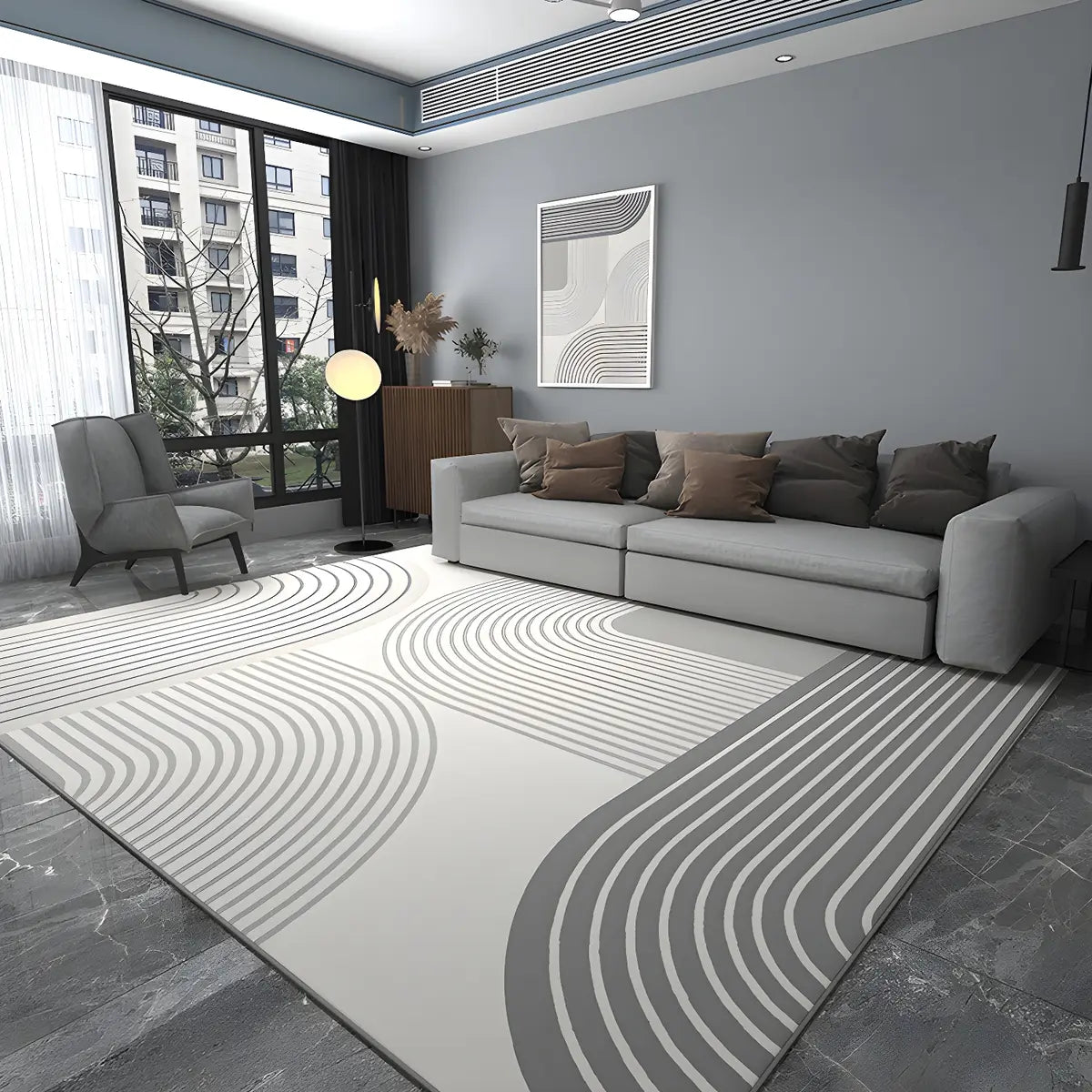 Trendy Splicing Geometric Synthetic Orange Area Rug Image - 14