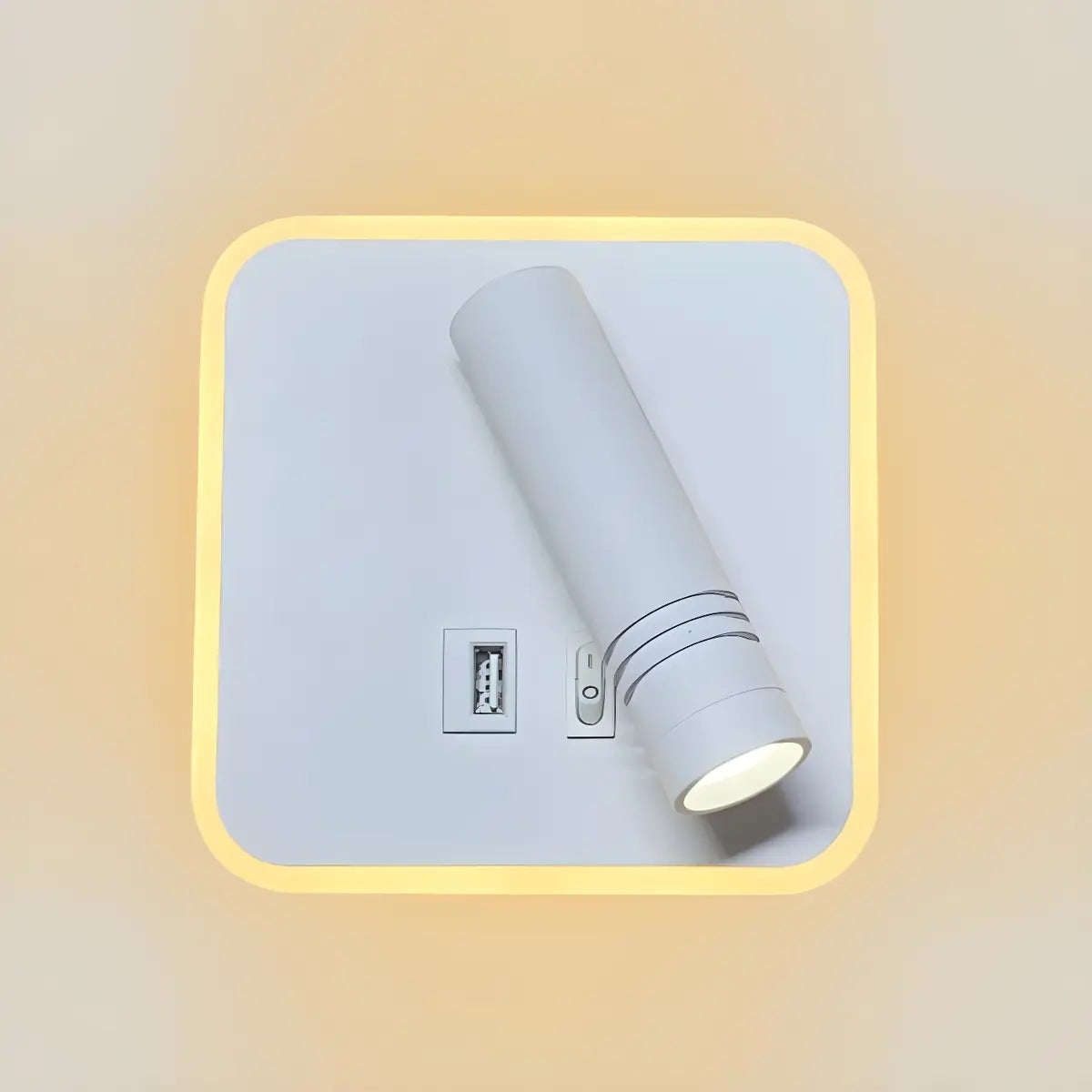 Trendy Square Base Cylinder Bedside Reading Wall Sconce Image - 6