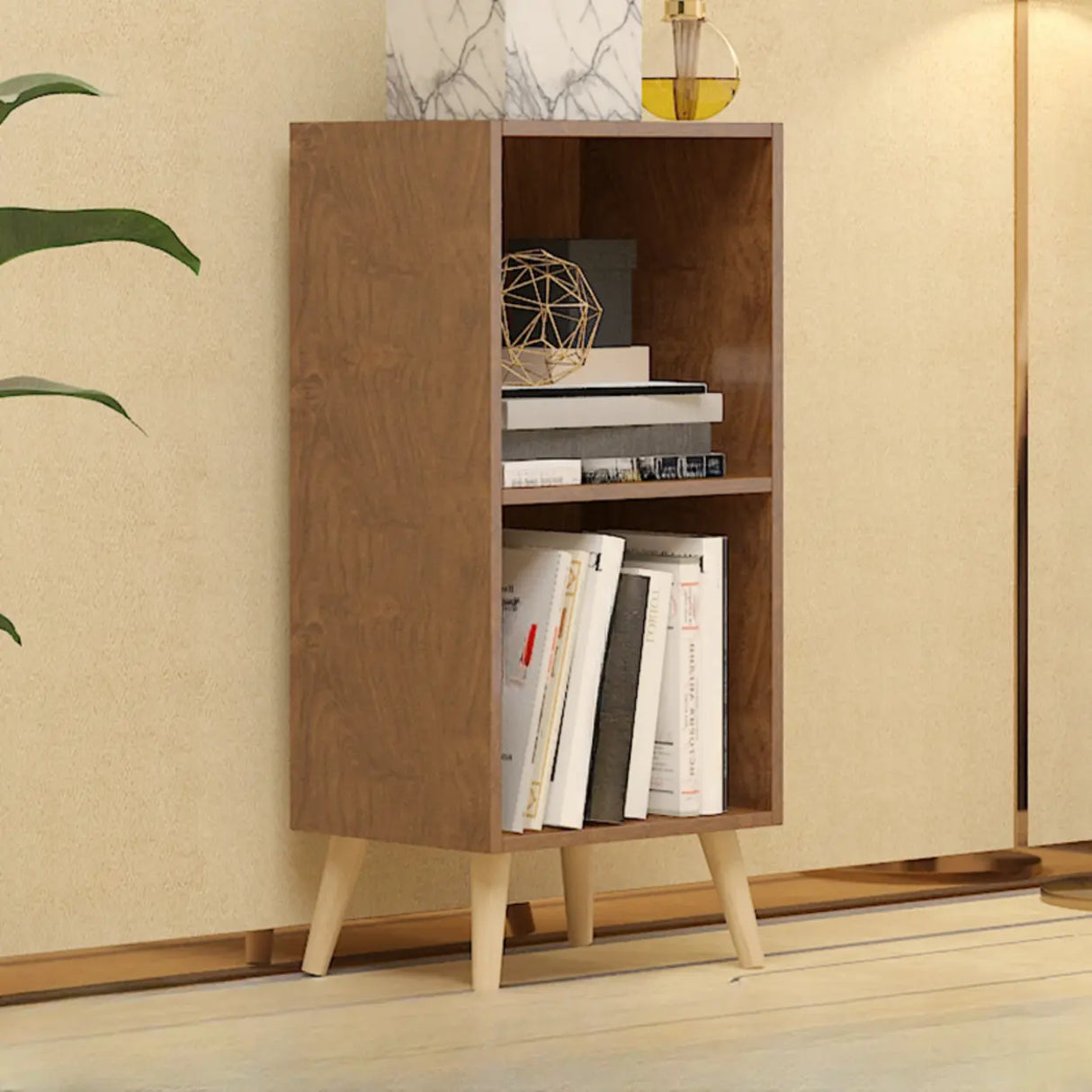 Trendy Vertical Rectangle Natural Wood Storage Bookcase Image - 12