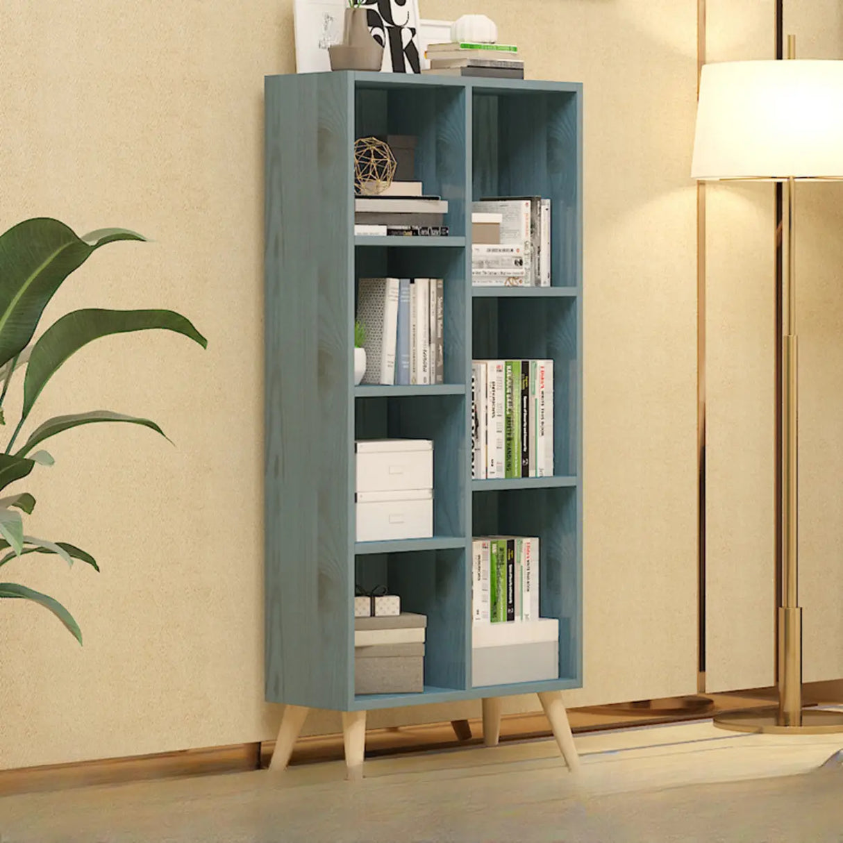 Trendy Vertical Rectangle Natural Wood Storage Bookcase Image - 14