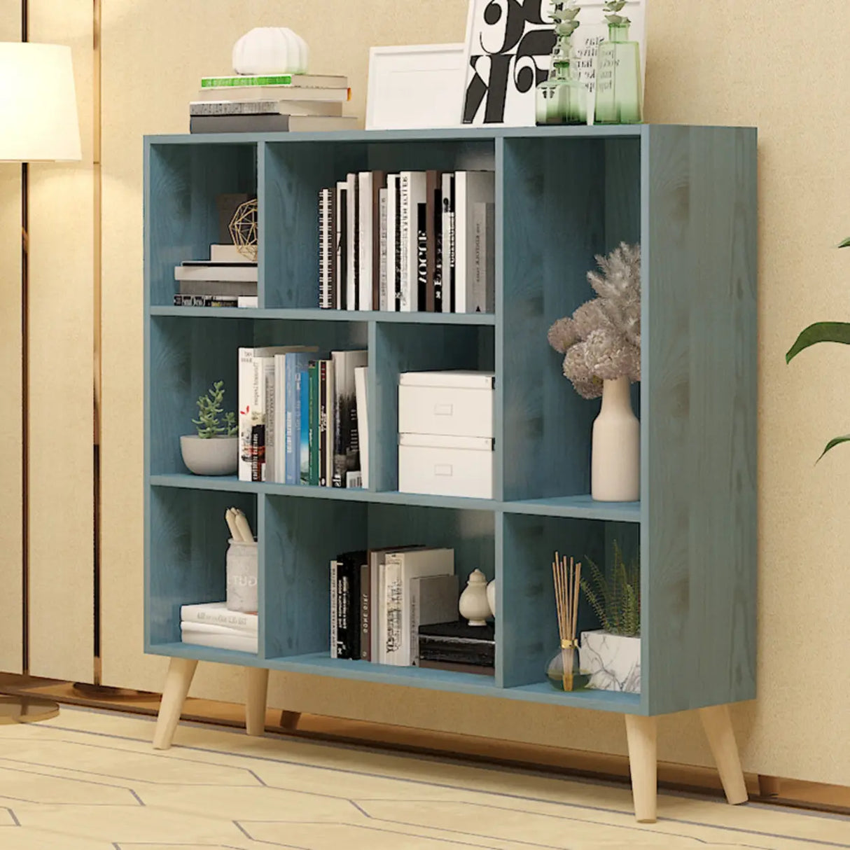 Trendy Vertical Rectangle Natural Wood Storage Bookcase Image - 2