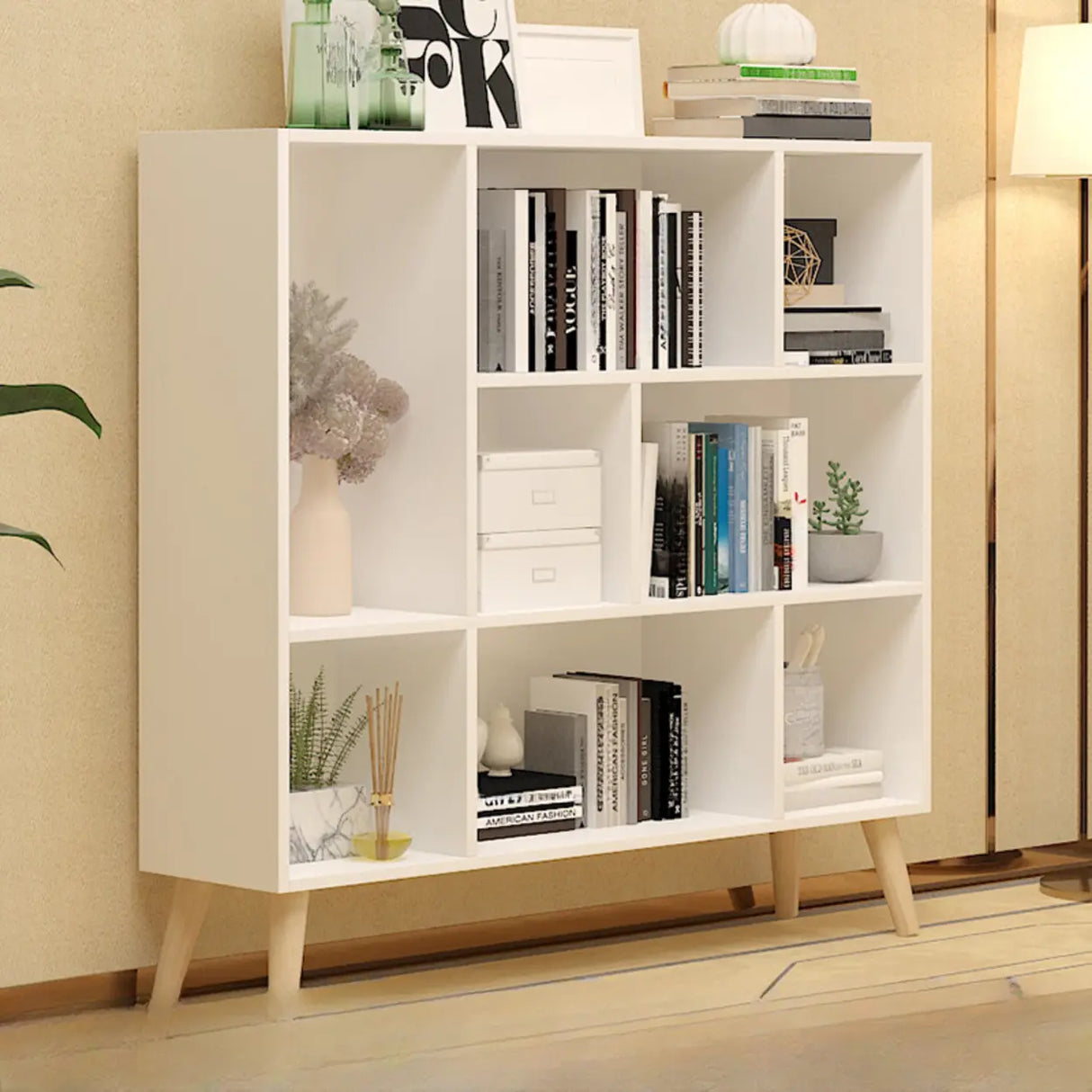 Trendy Vertical Rectangle Natural Wood Storage Bookcase Image - 21