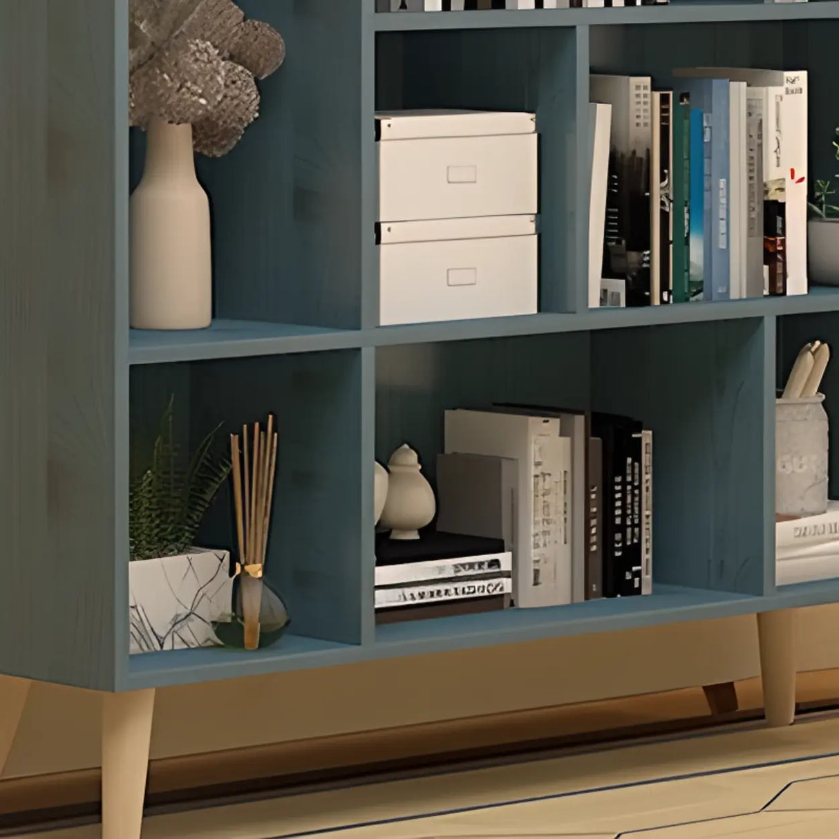 Trendy Vertical Rectangle Natural Wood Storage Bookcase Image - 28