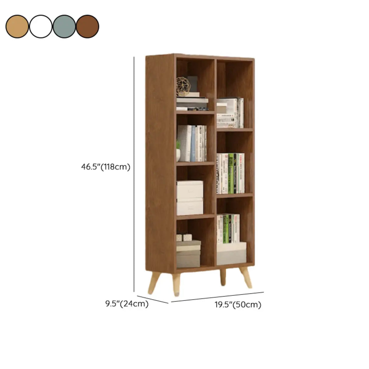 Trendy Vertical Rectangle Natural Wood Storage Bookcase Image - 34