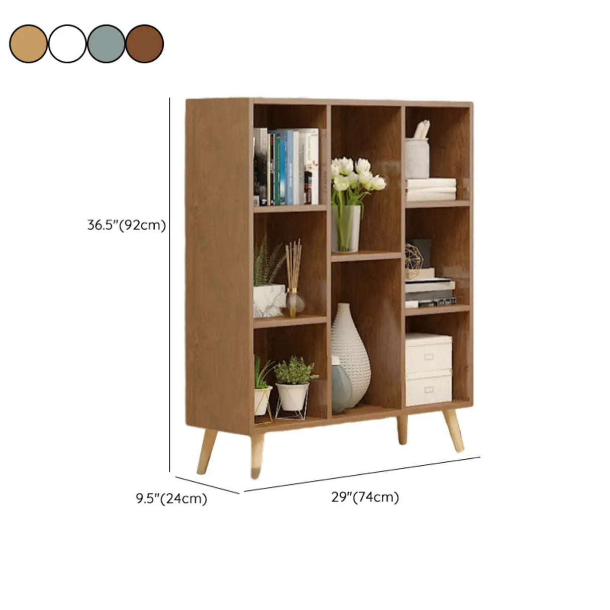 Trendy Vertical Rectangle Natural Wood Storage Bookcase Image - 35