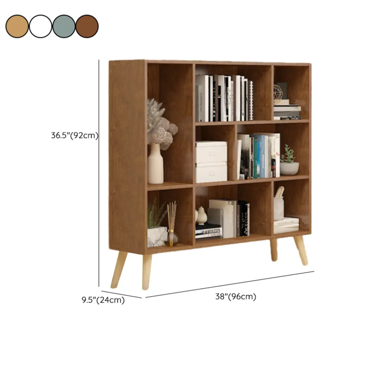 Trendy Vertical Rectangle Natural Wood Storage Bookcase Image - 36