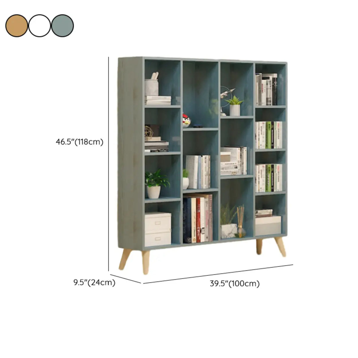 Trendy Vertical Rectangle Natural Wood Storage Bookcase Image - 38