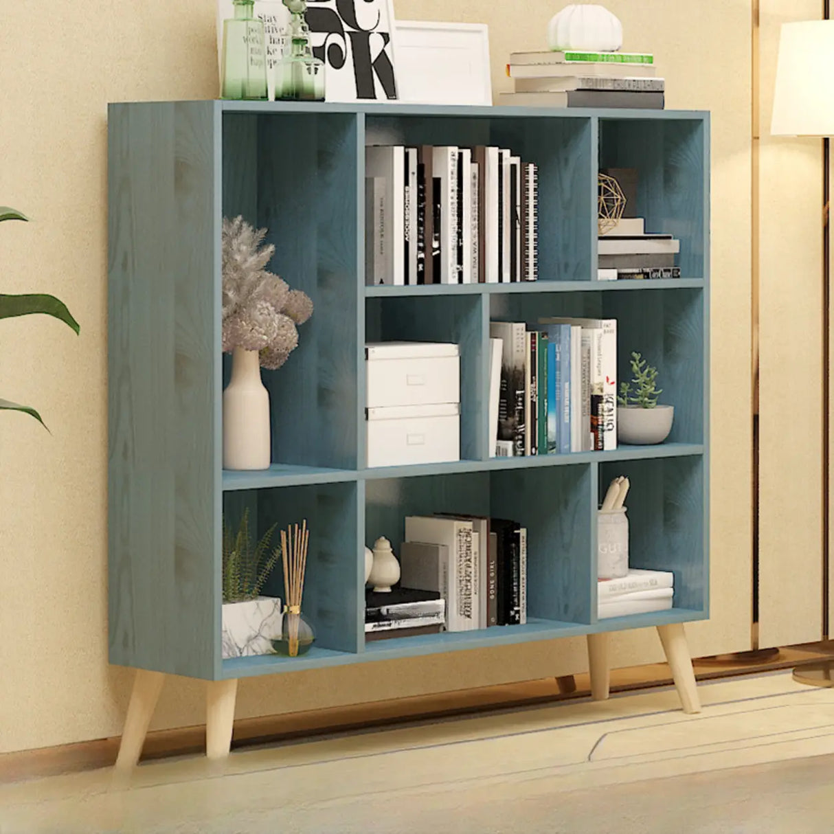 Trendy Vertical Rectangle Natural Wood Storage Bookcase Image - 6