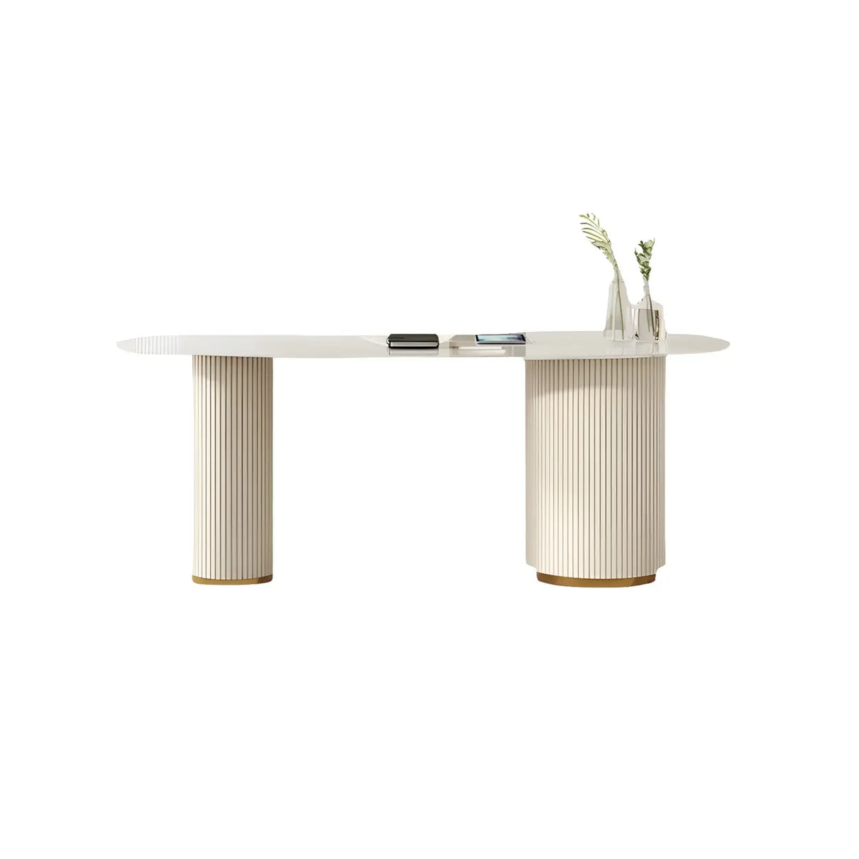 Trendy White Stone Free Form Shaped Office Desk Image - 2