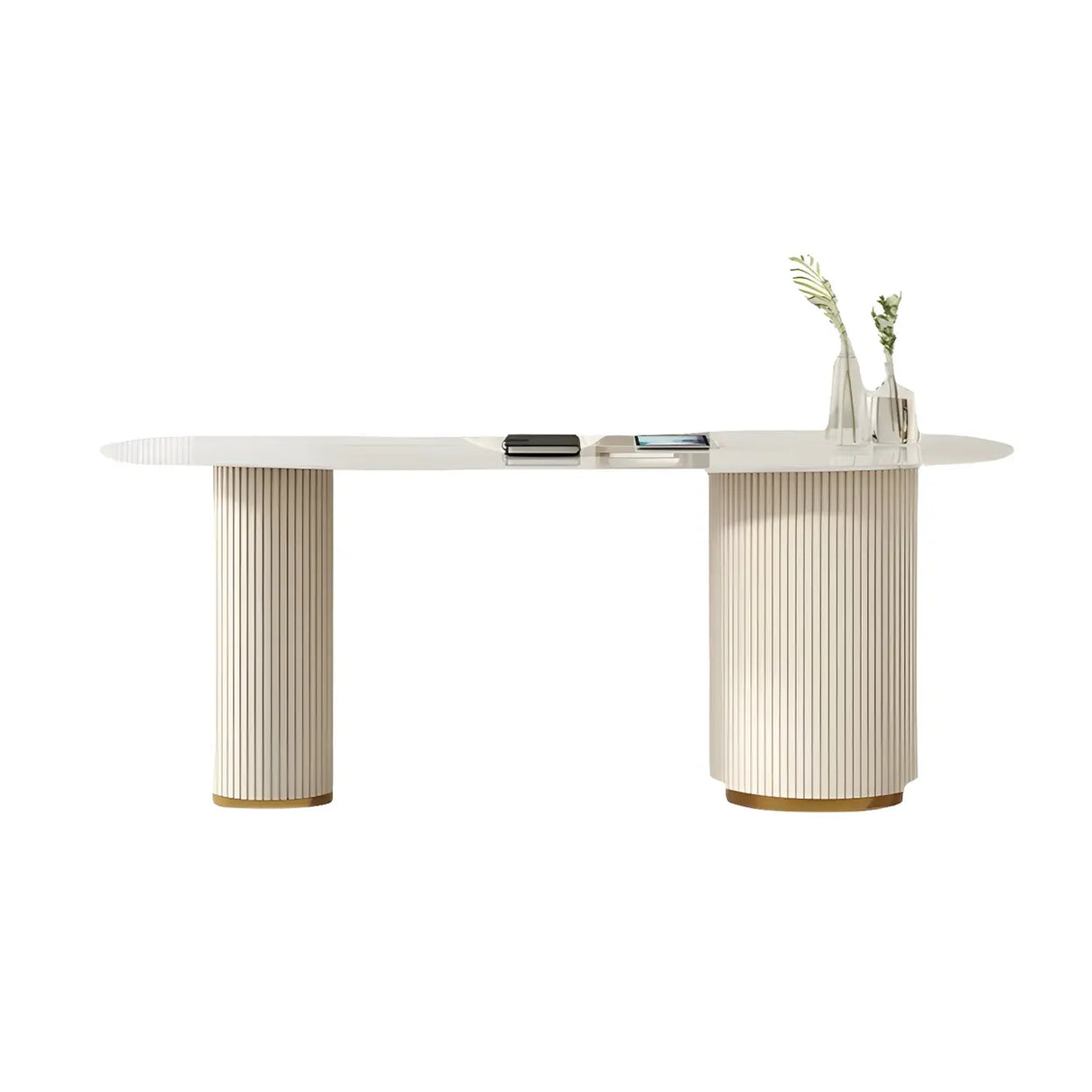 Trendy White Stone Free Form Shaped Office Desk Image - 6