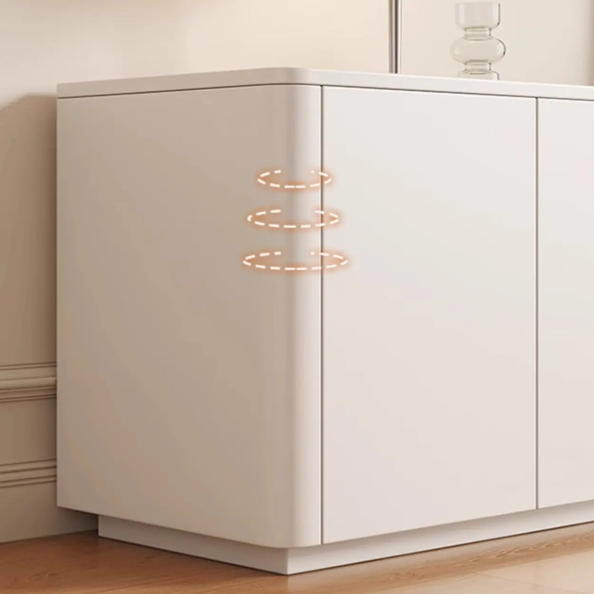 Trendy White Wood Open Storage Drawers Cabinet TV Stand Image - 10