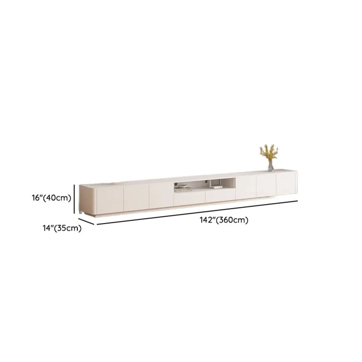 Trendy White Wood Open Storage Drawers Cabinet TV Stand Image - 26