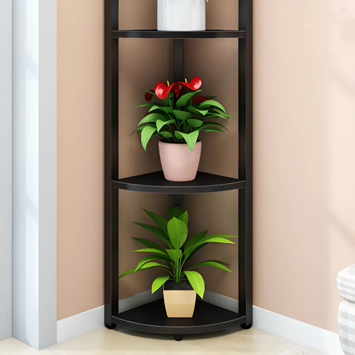 Triangle Corner Wood Display Plant Stand Black-White Image - 13