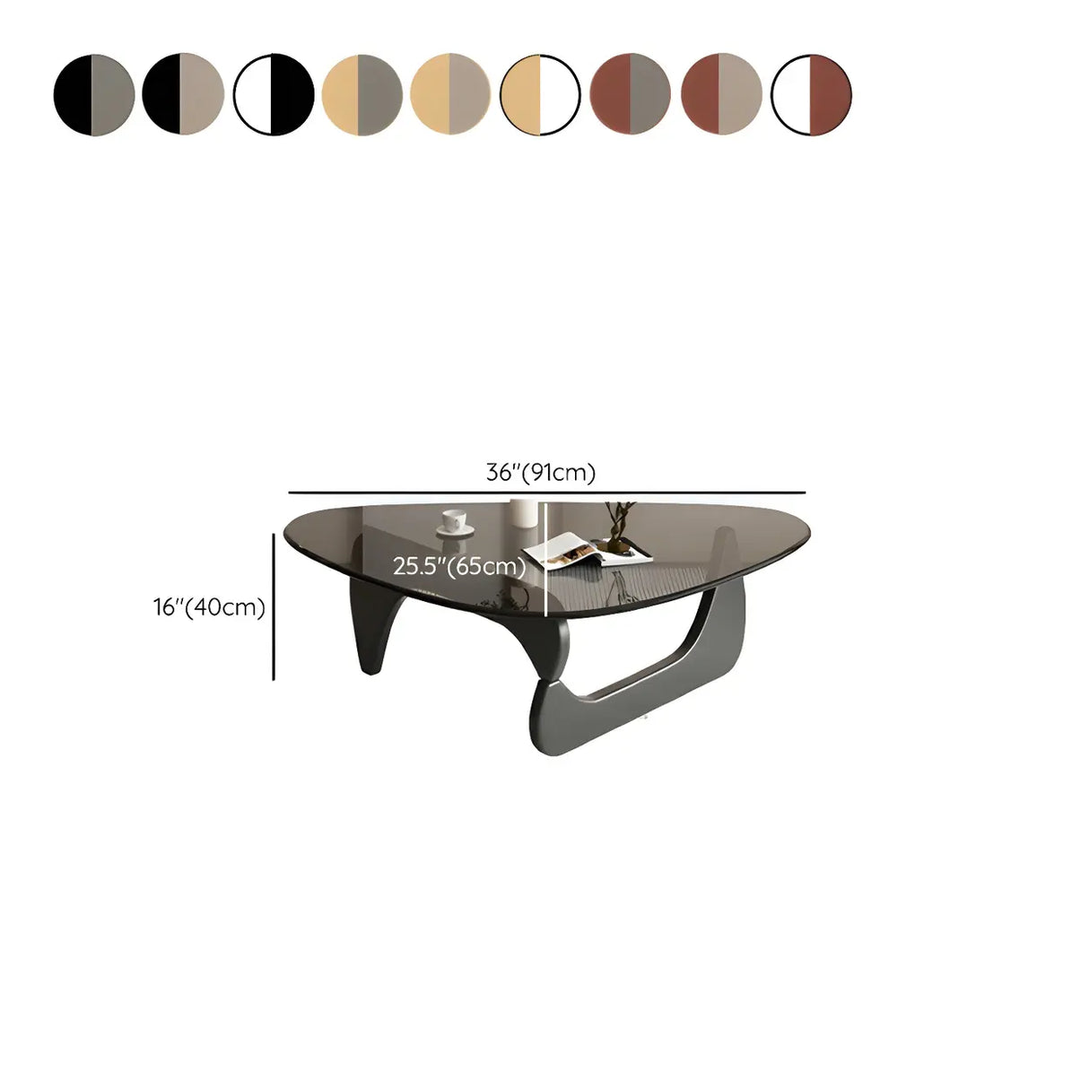 Triangle Glass Wooden Abstract Base Coffee Table Image - 21