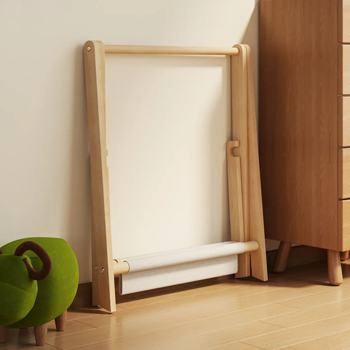 Triangle Natural Finish Pine Wood Shelves Coat Rack Image - 6