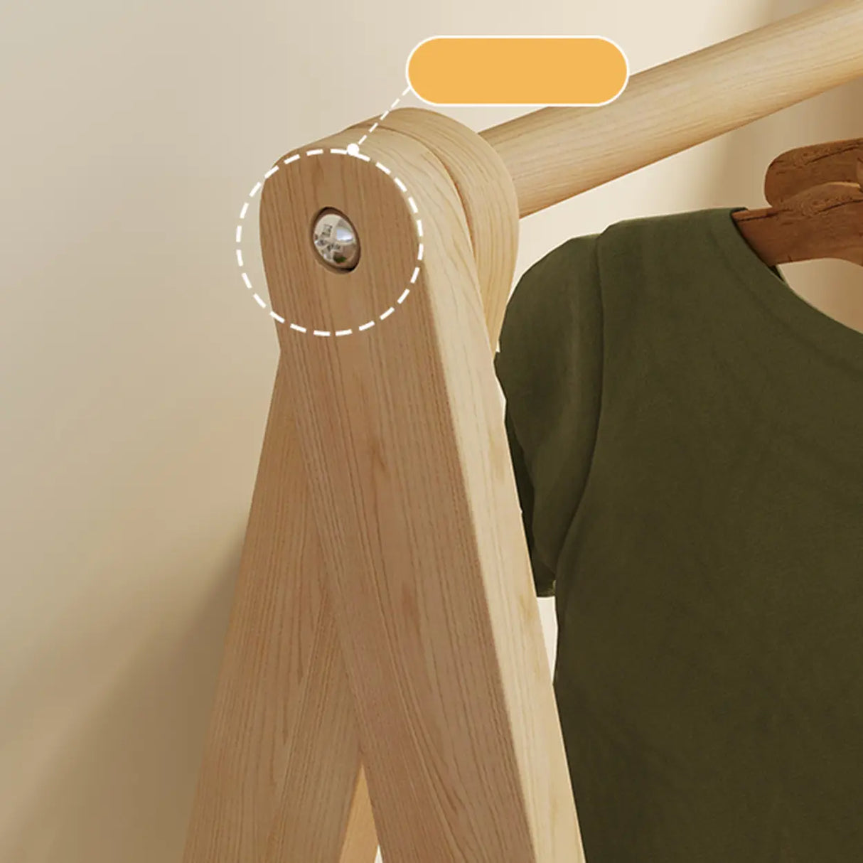 Triangle Natural Finish Pine Wood Shelves Coat Rack Image - 9