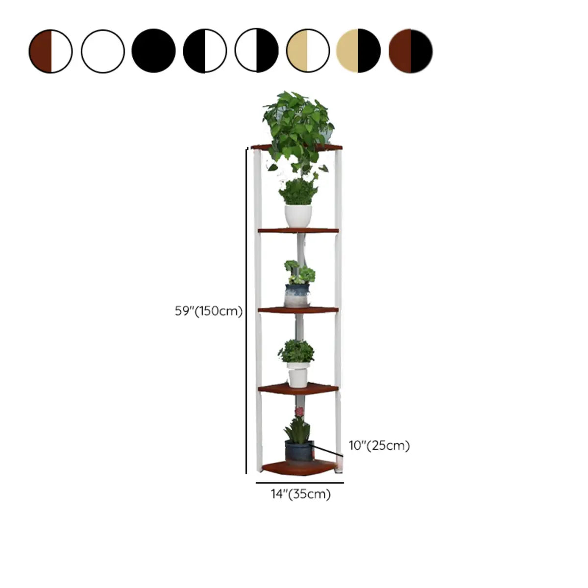 Triangle Wood Corner Metal Storage Plant Stand Black