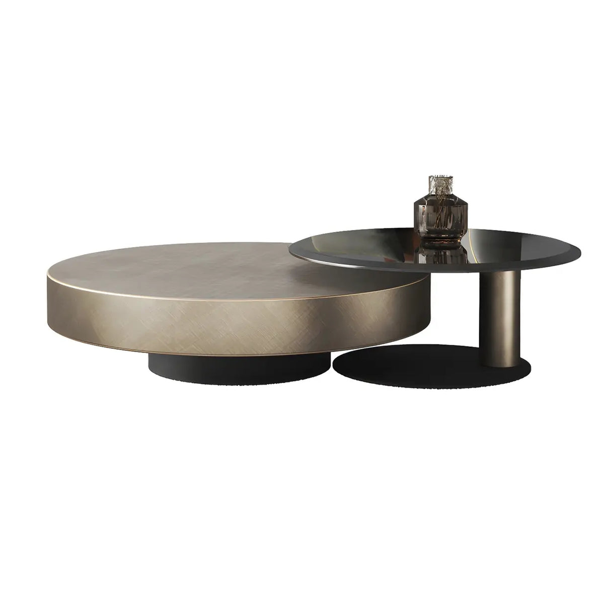 Tropical Brown Metal Round Steel Base Nesting Tables Image - 9