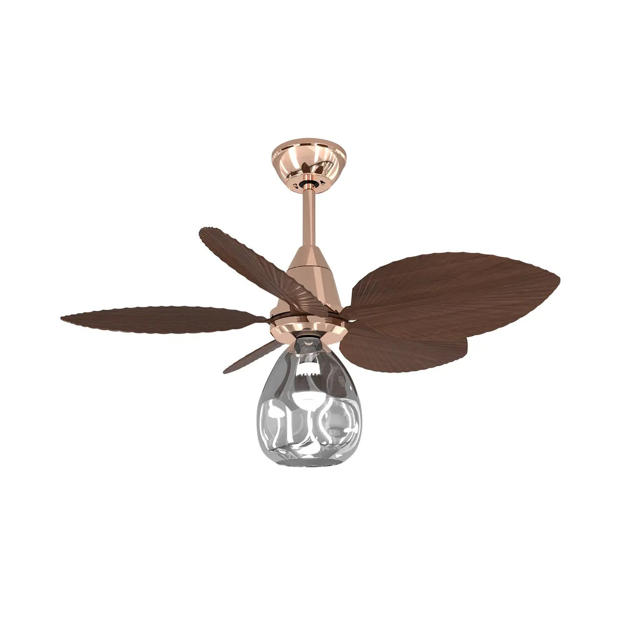 Tropical Leaf Retro Glass Teardrop Ceiling Fan Light Image - 7