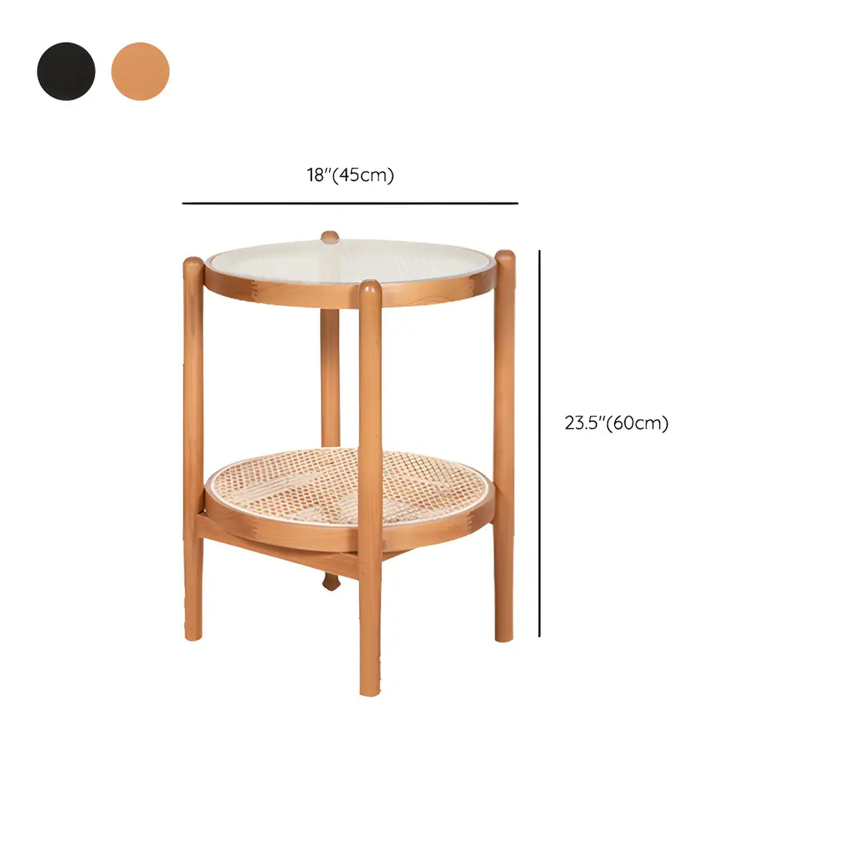 Tropical Wood Glass Round Shelf Four Legs Coffee Table