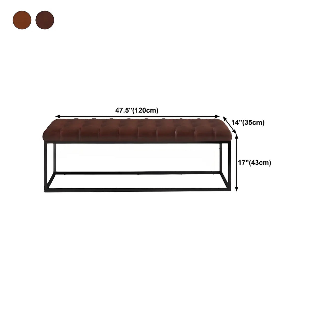 Modern Faux Leather Bench with Metal Frame – Entryway Style Image - 13