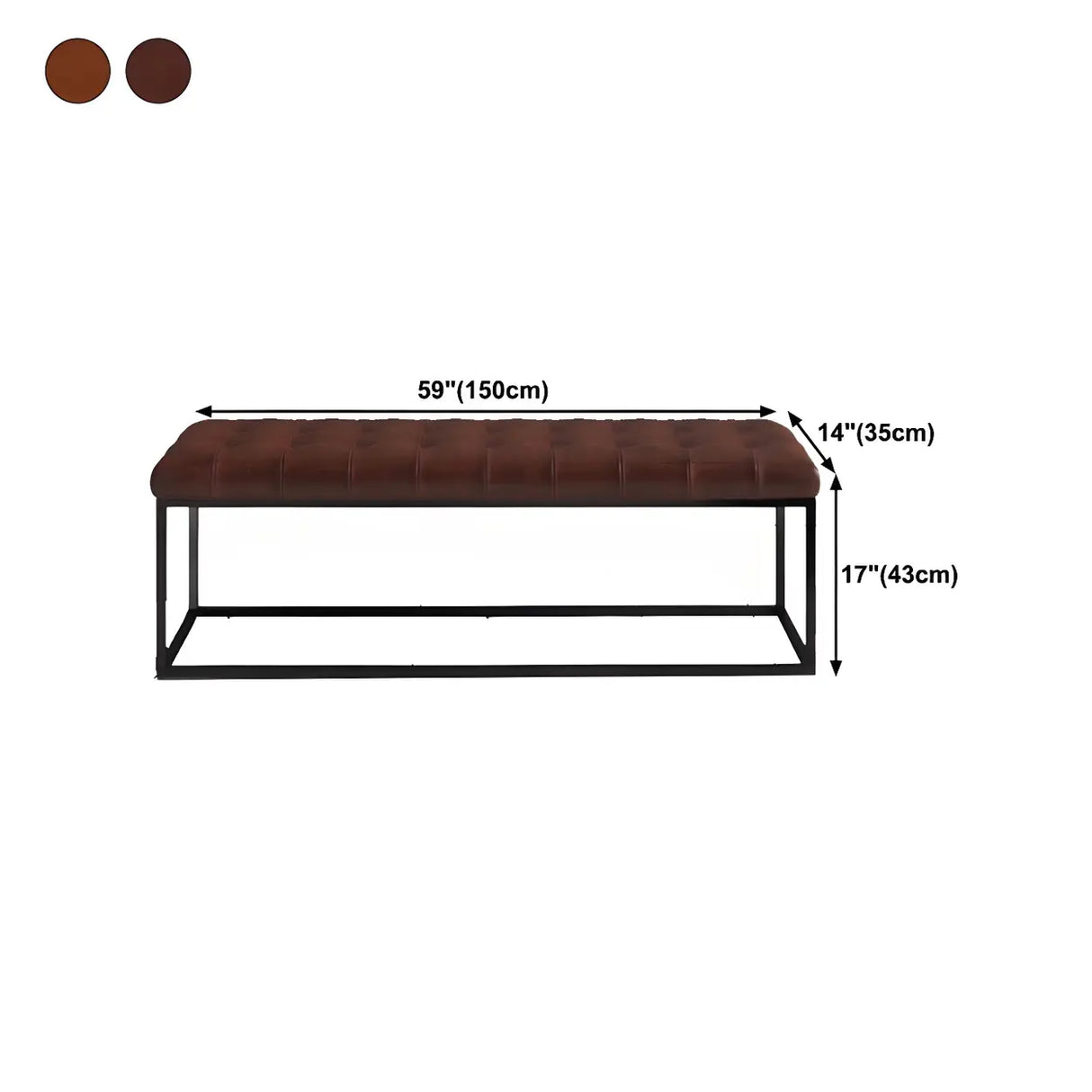 Modern Faux Leather Bench with Metal Frame – Entryway Style Image - 14