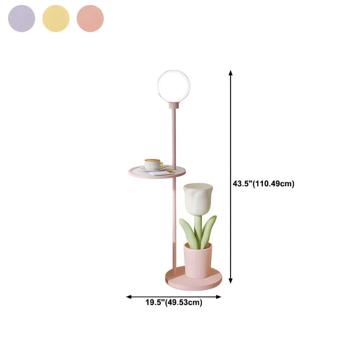 Tulip Planter Pink Globe Floor Lamp with Side Table