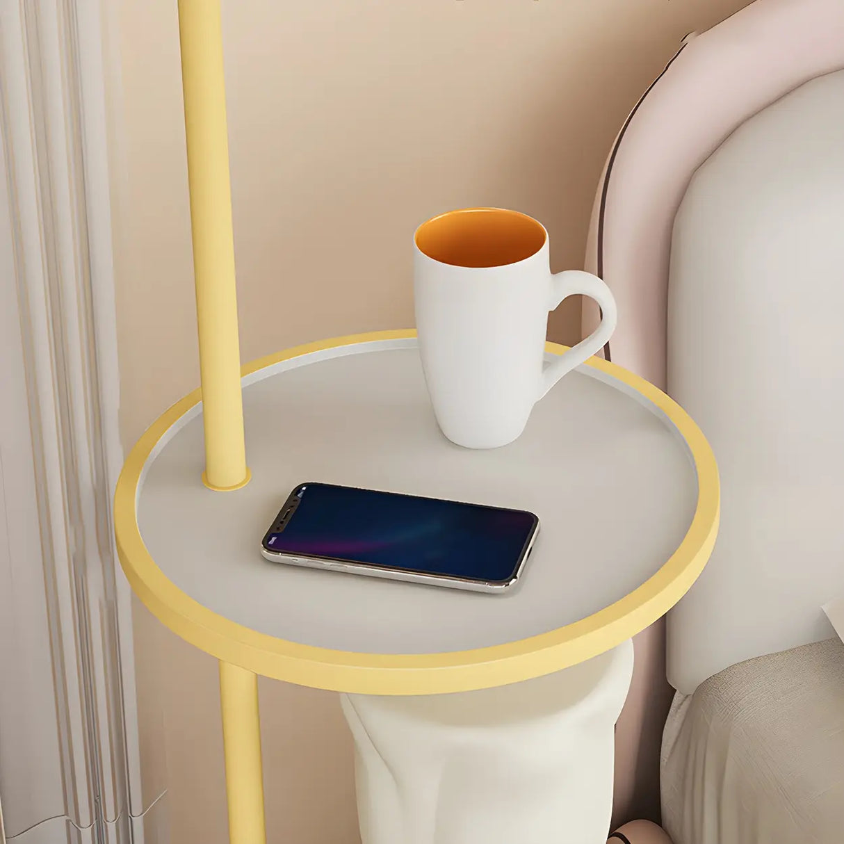 Tulip Planter Pink Globe Floor Lamp with Side Table Image - 7