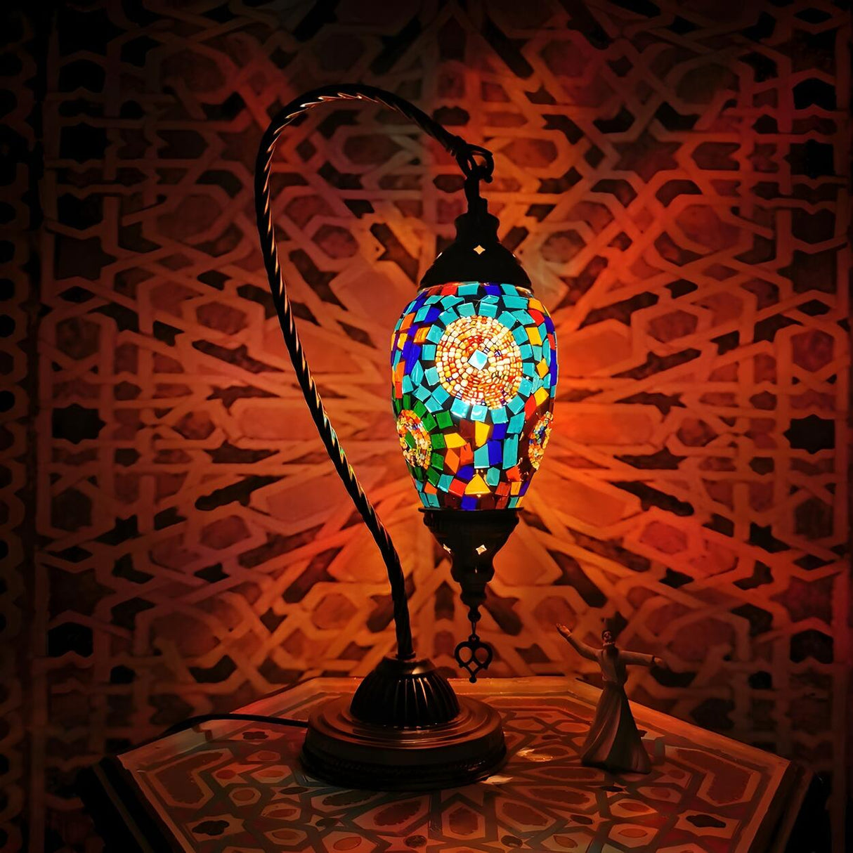 Turkish Chic Teardrop Stained Glass Ambiance Table Lamp Image - 16