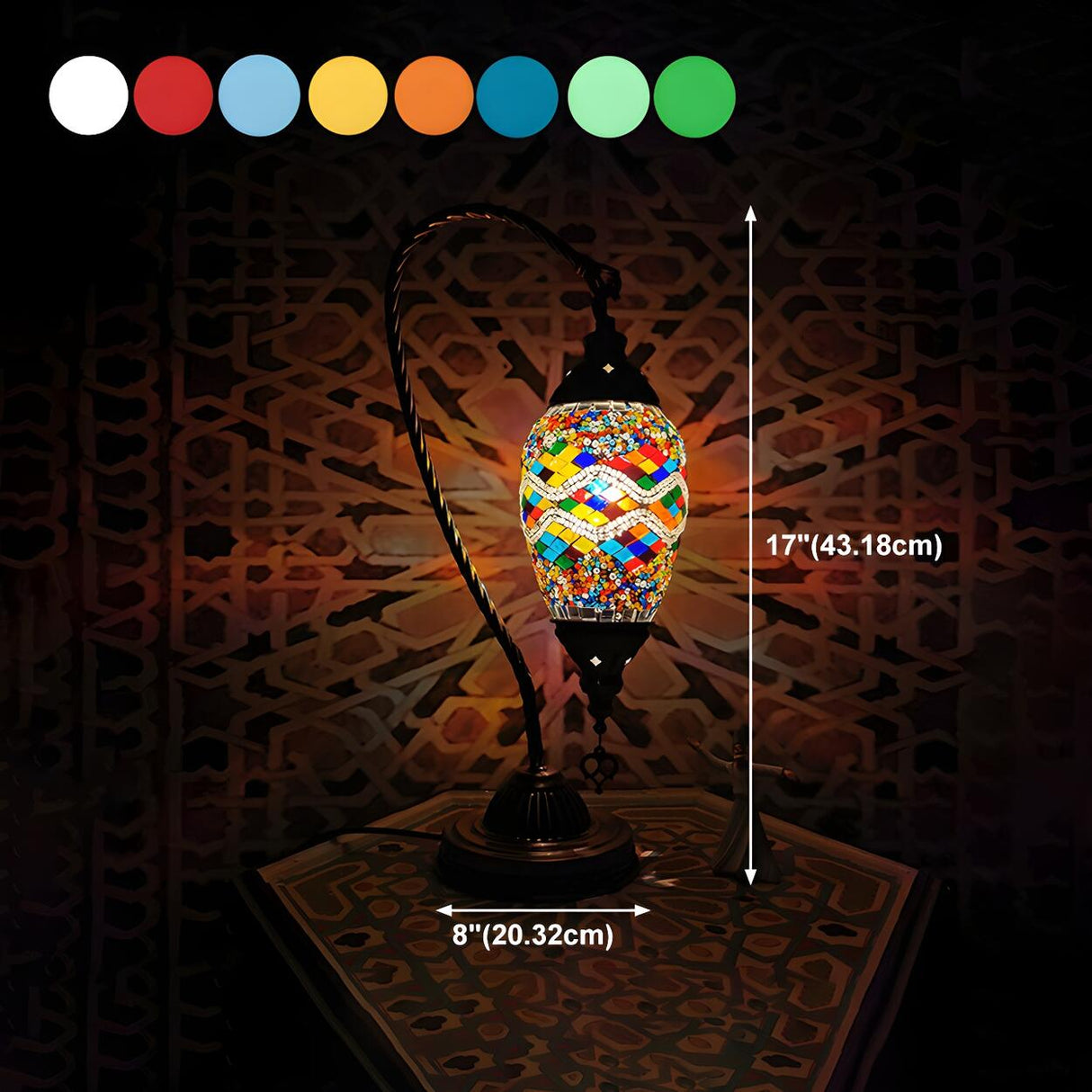 Turkish Chic Teardrop Stained Glass Ambiance Table Lamp