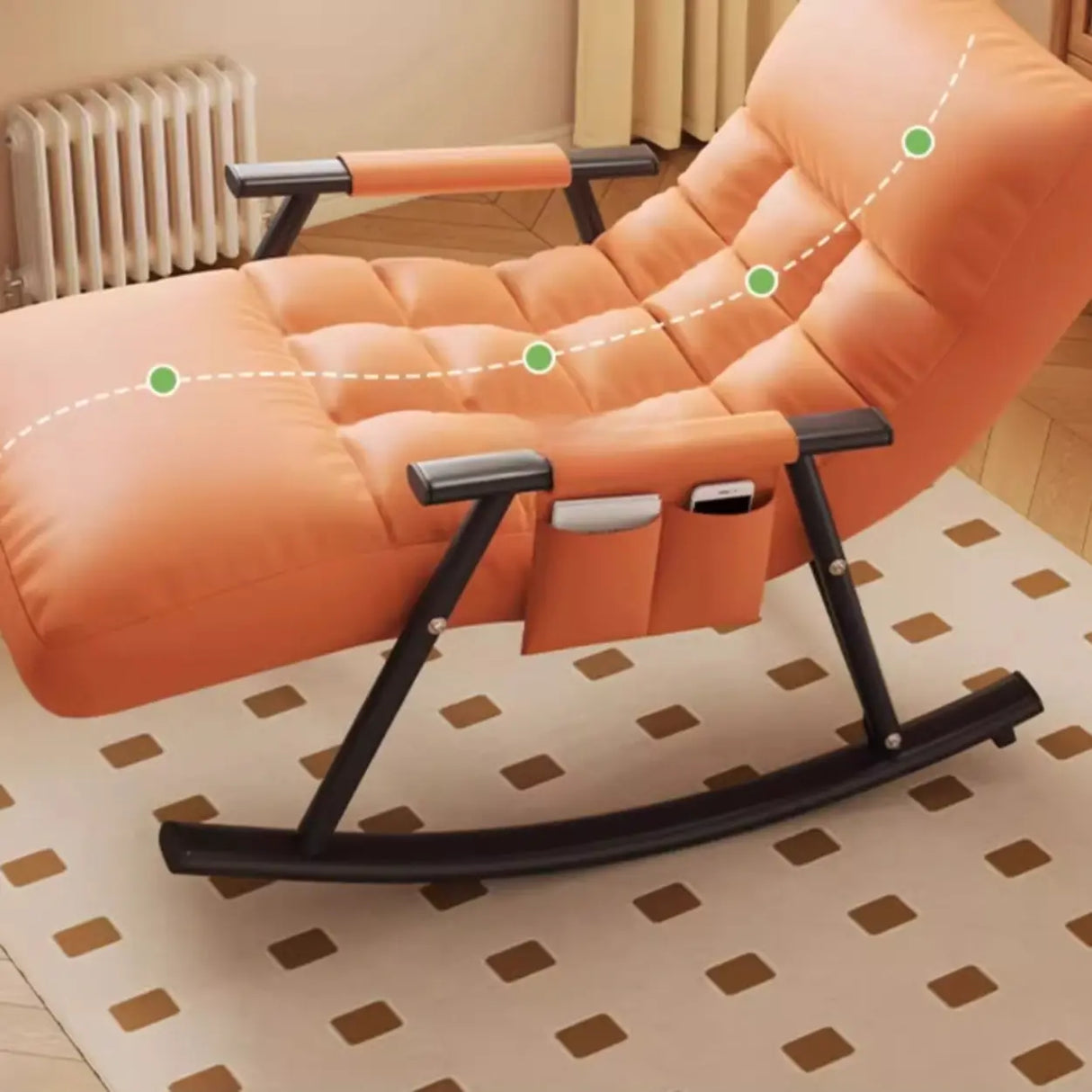 Twilight Orange Stain Resistant Round Arm Rocking Chair Image - 11