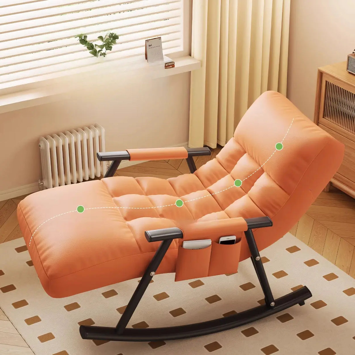 Twilight Orange Stain Resistant Round Arm Rocking Chair Image - 14