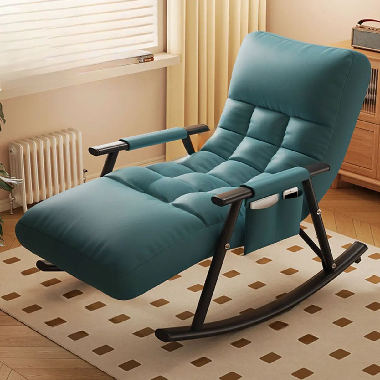 Twilight Orange Stain Resistant Round Arm Rocking Chair Image - 2