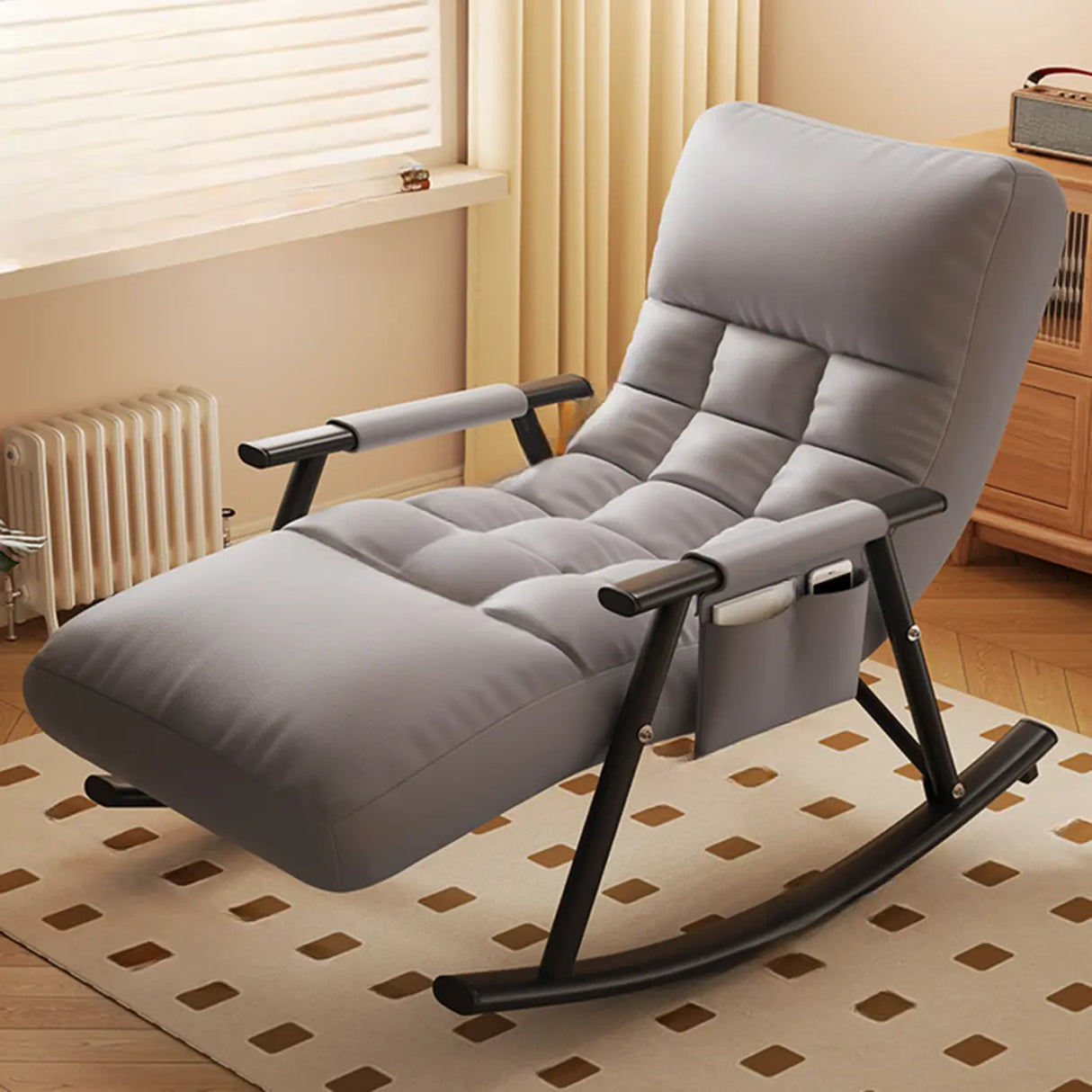 Twilight Orange Stain Resistant Round Arm Rocking Chair Image - 3