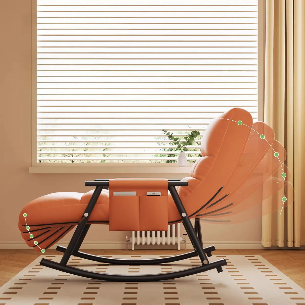 Twilight Orange Stain Resistant Round Arm Rocking Chair Image - 4