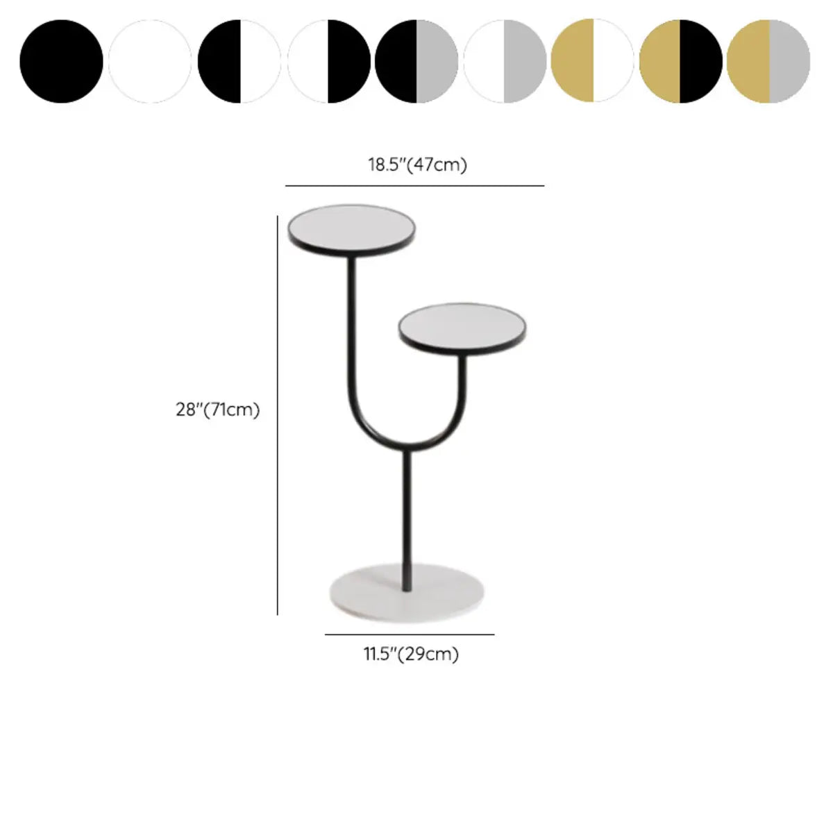 U-Shaped Round Tray 2 Tiers Floor Plant Stand Black