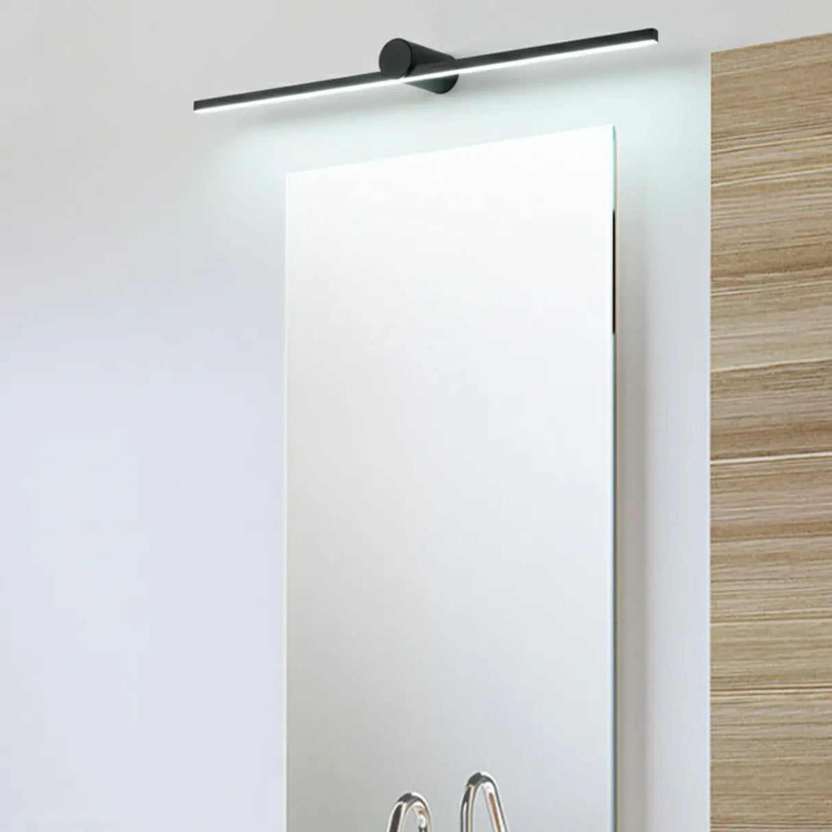 Ultra-Thin Sleek Black LED Linear Metal Vanity Light Image - 4