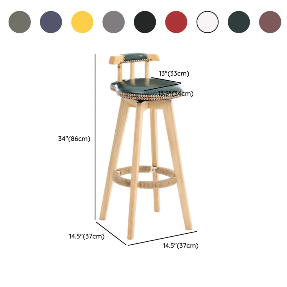 Unfinished Wood Round Low Back Leather Bar Stools Image - 25