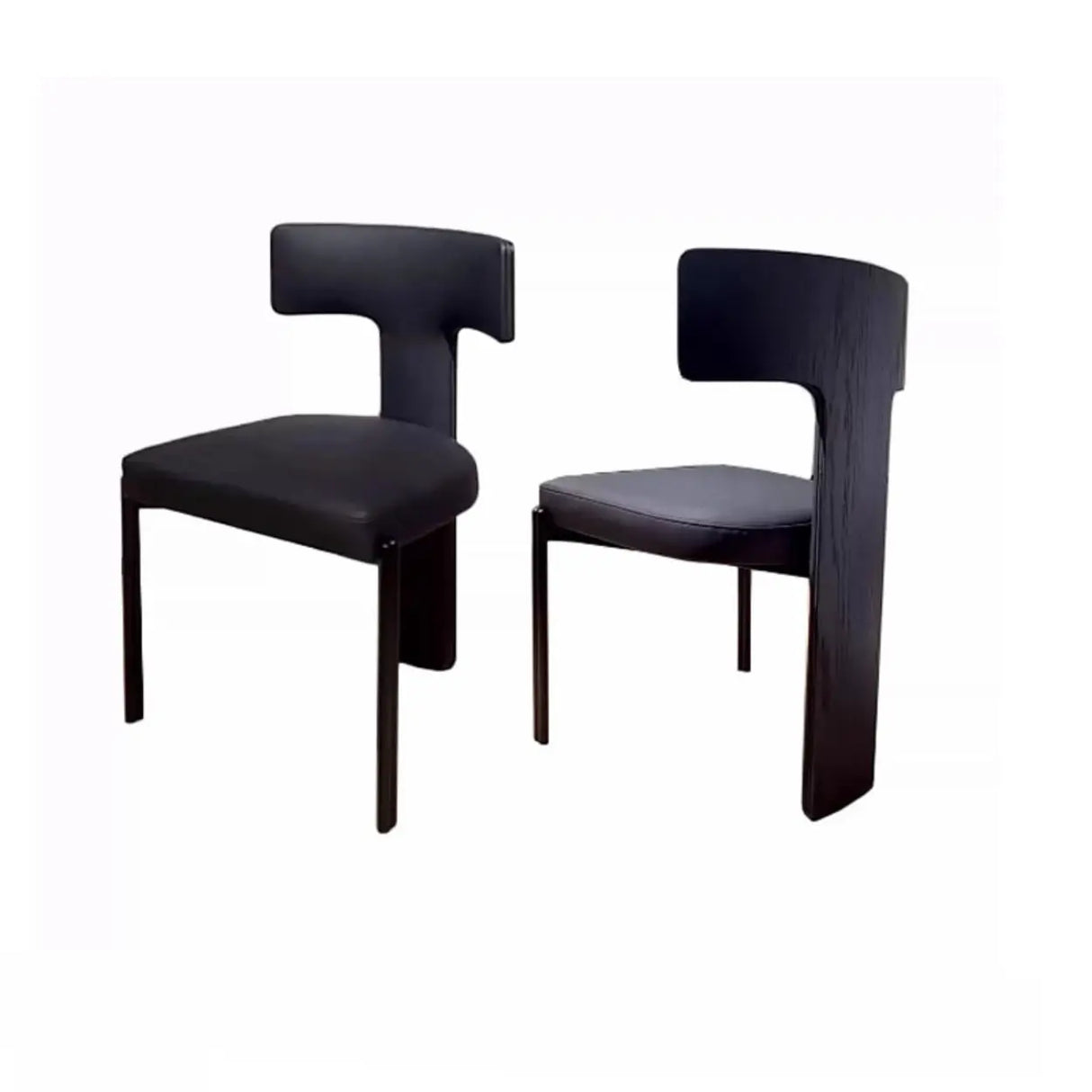 Unique 3 Legs T-Back Armless Upholstered Dining Chair Image - 2