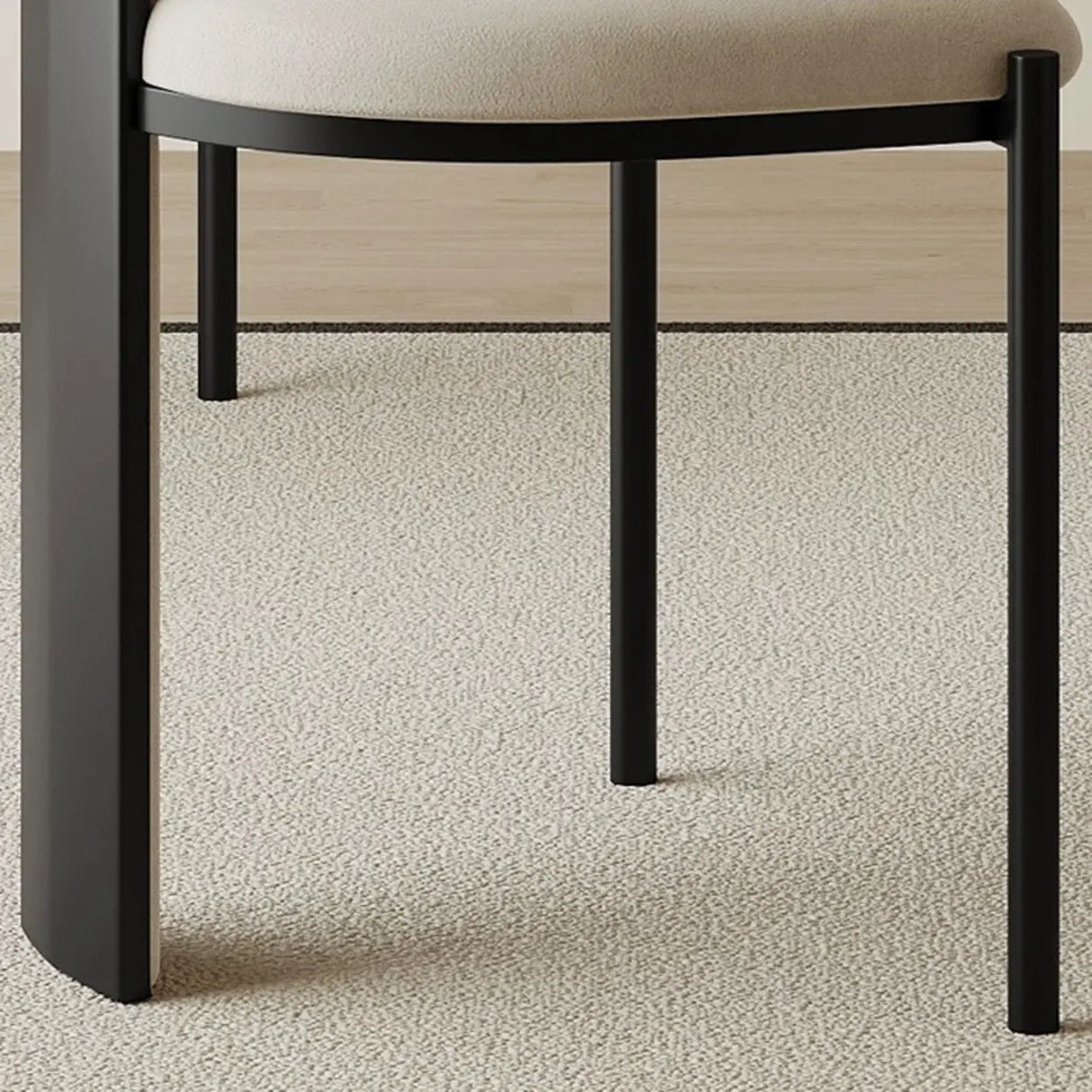 Unique 3 Legs T-Back Armless Upholstered Dining Chair Image - 8