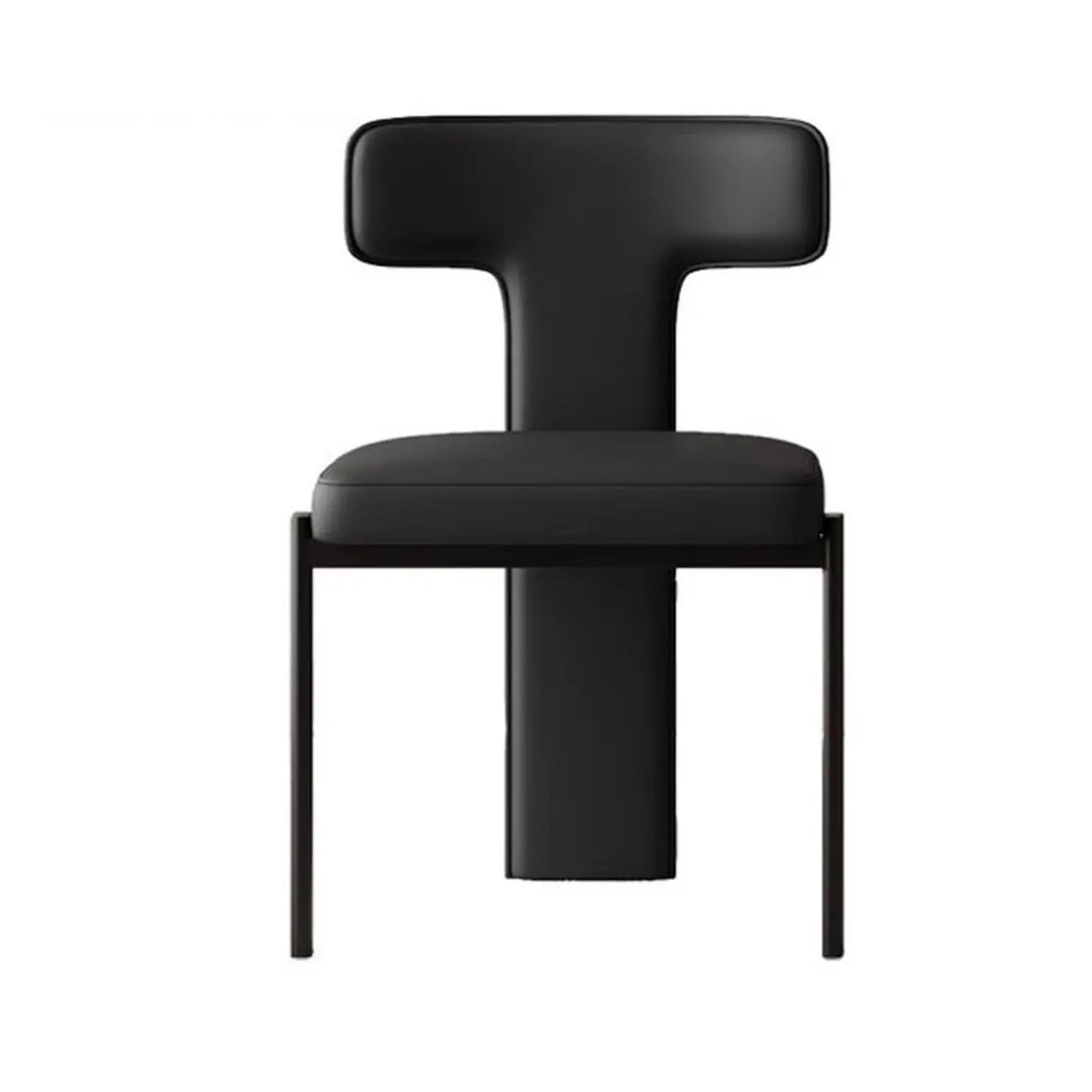 Unique 3 Legs T-Back Armless Upholstered Dining Chair Image - 9