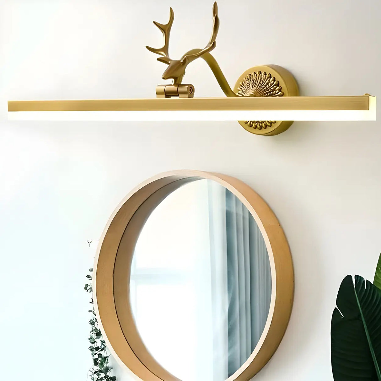 Unique Antler Brass Linear LED Vanity Light Fixture Image - 5