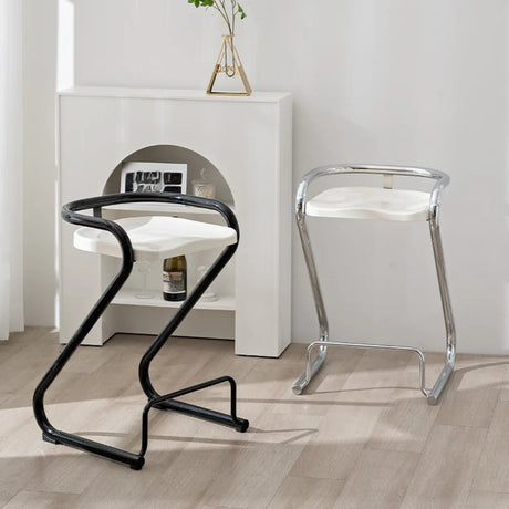 Unique Curved Sled Base Bucket Bar Stool with Footrest Image - 1