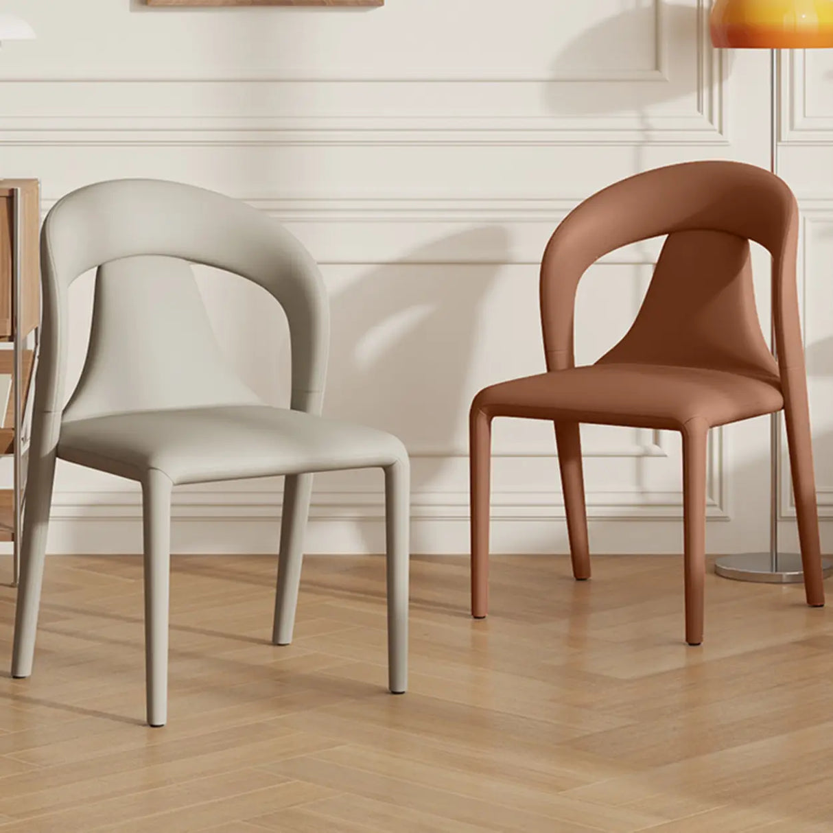 Unique Faux Leather Armless Upholstered Dining Chair Image - 1