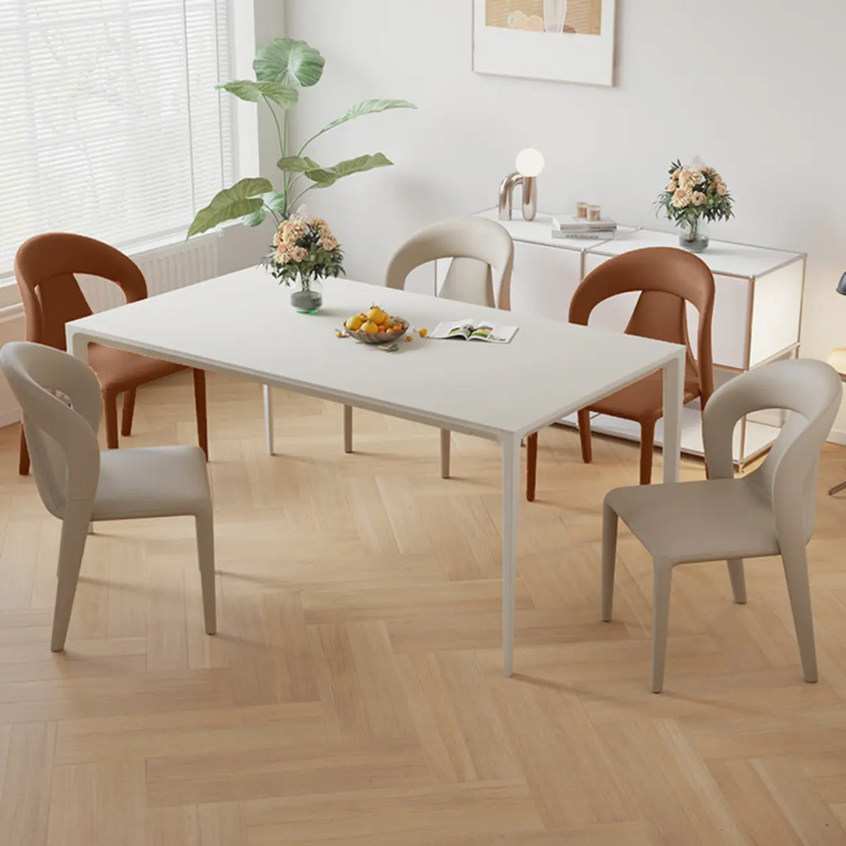 Unique Faux Leather Armless Upholstered Dining Chair Image - 4